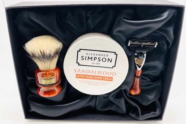 Limited Edition Luxury Shaving Gift Set Chubby CH1 Super (Silvertip) Badger Copper Ice Sandalwood 