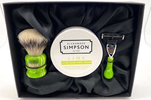 Limited Edition Luxury Shaving Gift Set Chubby CH1 Super (Silvertip) Badger Lime  