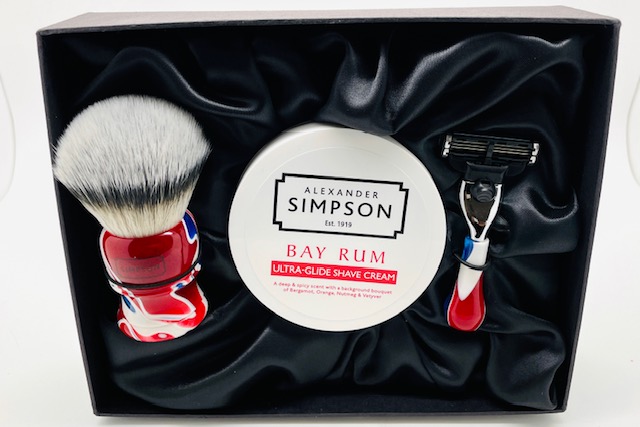 Limited Edition Luxury Shaving Gift Set Trafalgar T3 Sovereign Synthetic Fibre Monarch Swirl Bay Rum