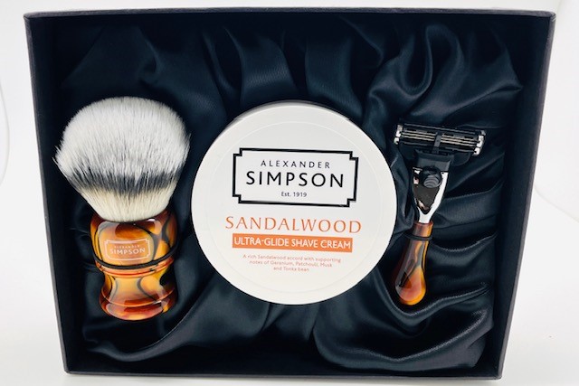 Limited Edition Luxury Shaving Gift Set Trafalgar T3 Sovereign Synthetic Fibre Rusty Joe Sandalwood